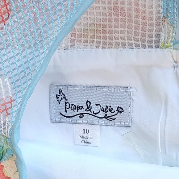 Pippa & Julie Girl's Pastel Floral 2 Piece Skirt Set Tank Top w/ Skirt Size 10 - Picture 6 of 7